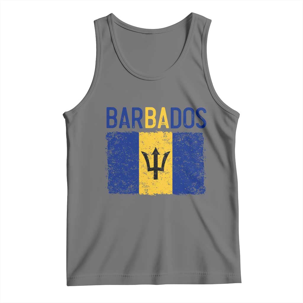 Vintage Distressed Barbados Flag Tank Top Bajan Caribbean Heritage Patriotic Pride Gift TS10 Black Heather Print Your Wear
