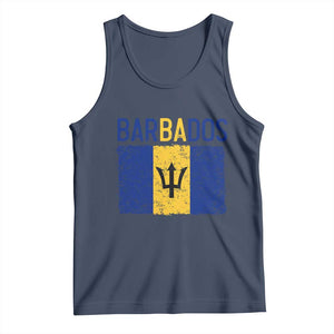Vintage Distressed Barbados Flag Tank Top Bajan Caribbean Heritage Patriotic Pride Gift TS10 Navy Print Your Wear