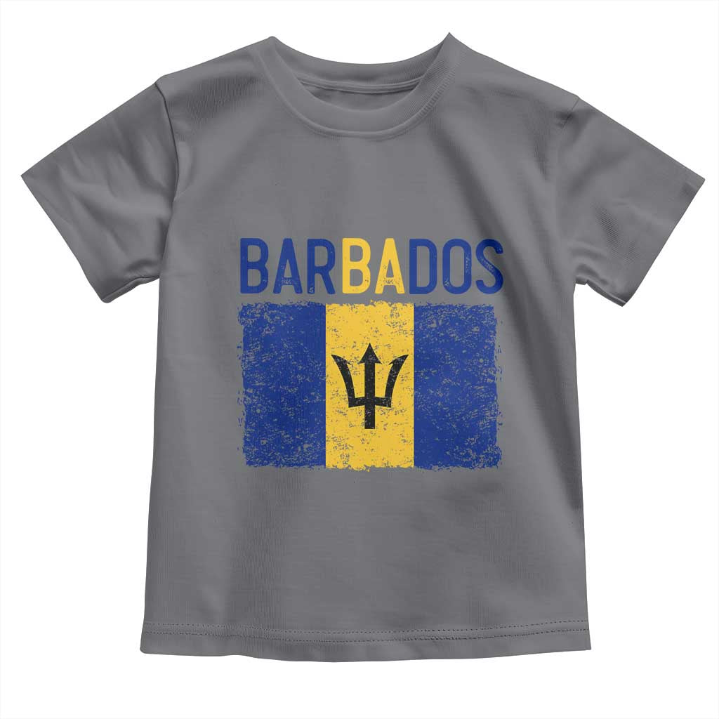 Vintage Distressed Barbados Flag Toddler T Shirt Bajan Caribbean Heritage Patriotic Pride Gift TS10 Charcoal Print Your Wear