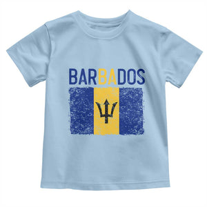 Vintage Distressed Barbados Flag Toddler T Shirt Bajan Caribbean Heritage Patriotic Pride Gift TS10 Light Blue Print Your Wear