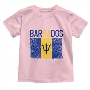 Vintage Distressed Barbados Flag Toddler T Shirt Bajan Caribbean Heritage Patriotic Pride Gift TS10 Light Pink Print Your Wear