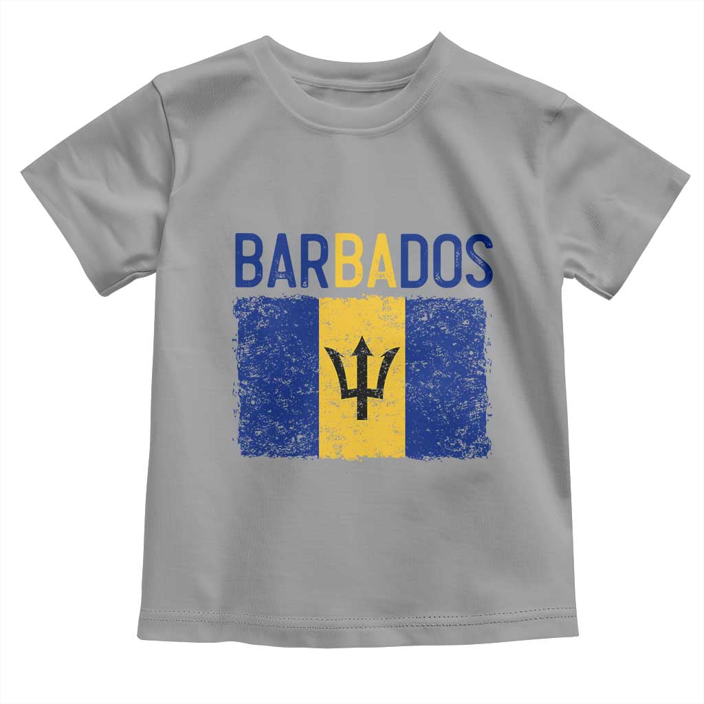 Vintage Distressed Barbados Flag Toddler T Shirt Bajan Caribbean Heritage Patriotic Pride Gift TS10 Sport Gray Print Your Wear