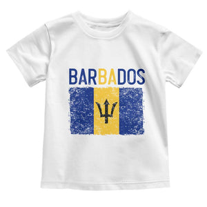 Vintage Distressed Barbados Flag Toddler T Shirt Bajan Caribbean Heritage Patriotic Pride Gift TS10 White Print Your Wear