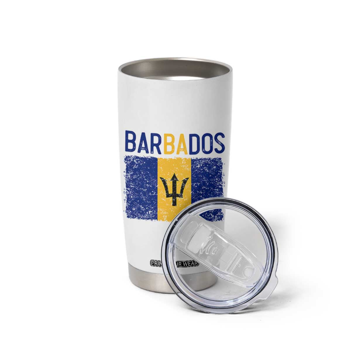 Vintage Distressed Barbados Flag Tumbler Cup Bajan Caribbean Heritage Patriotic Pride Gift TS10 Print Your Wear