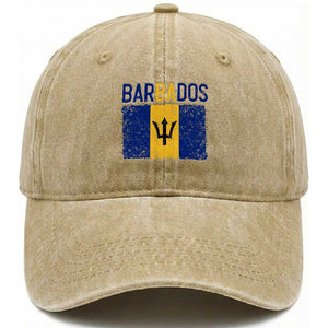 Vintage Distressed Barbados Flag Washed Cotton Baseball Cap Bajan Caribbean Heritage Patriotic Pride Gift TS10 Print Your Wear