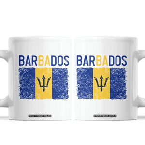 Vintage Distressed Barbados Flag Coffee Mug Bajan Caribbean Heritage Patriotic Pride Gift TS10 White Print Your Wear