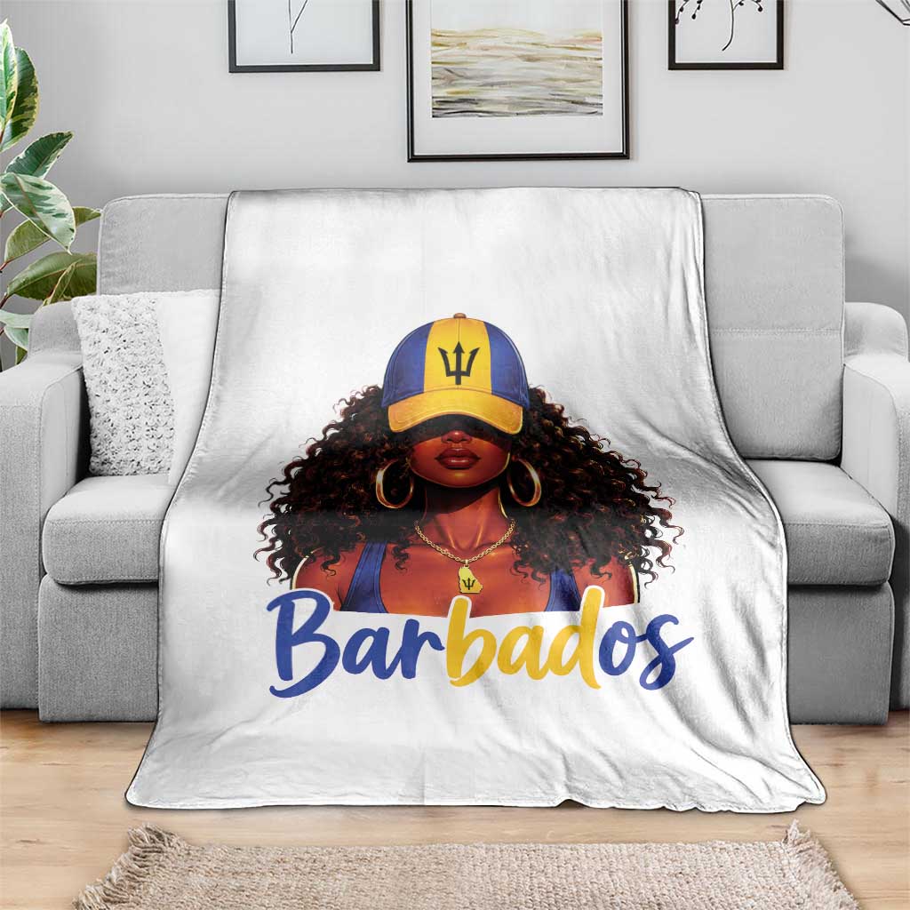 Bajan Girl Throw Blanket Barbados Flag Caribbean Heritage Pride Graphic Gift TS10 Print Your Wear