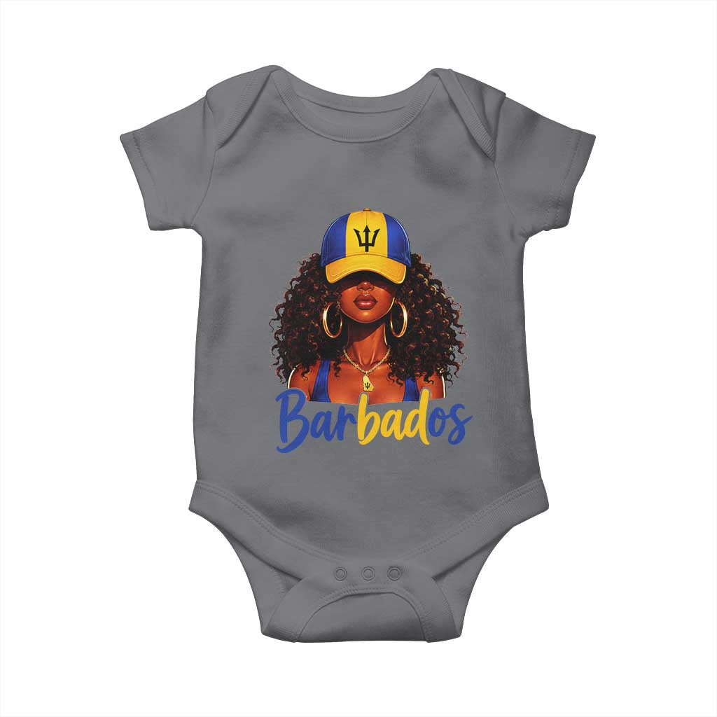 Bajan Girl Baby Onesie Barbados Flag Caribbean Heritage Pride Graphic Gift TS10 Charcoal Print Your Wear