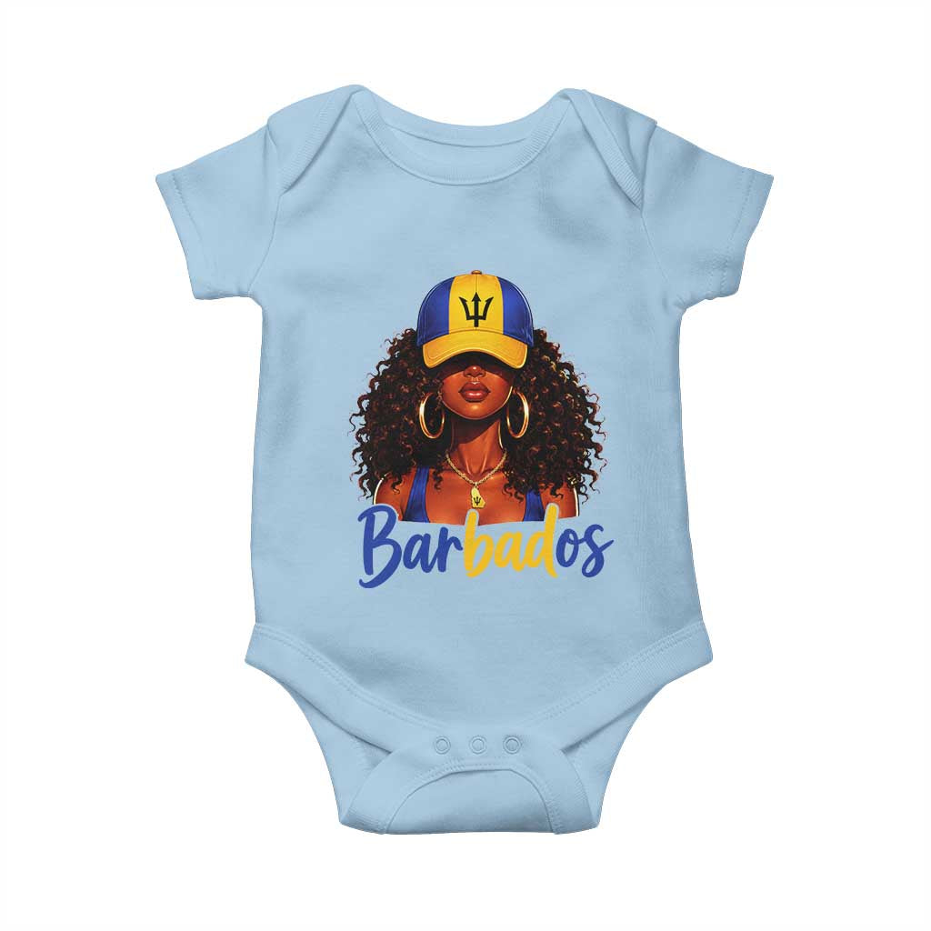 Bajan Girl Baby Onesie Barbados Flag Caribbean Heritage Pride Graphic Gift TS10 Light Blue Print Your Wear