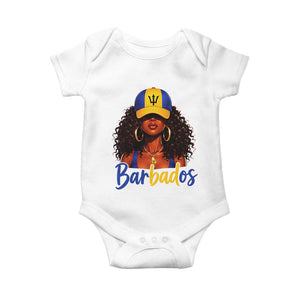 Bajan Girl Baby Onesie Barbados Flag Caribbean Heritage Pride Graphic Gift TS10 White Print Your Wear