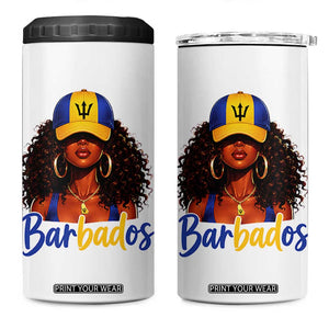 Bajan Girl 4 in 1 Can Cooler Tumbler Barbados Flag Caribbean Heritage Pride Graphic Gift TS10 One Size: 16 oz White Print Your Wear