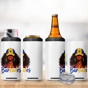 Bajan Girl 4 in 1 Can Cooler Tumbler Barbados Flag Caribbean Heritage Pride Graphic Gift TS10 Print Your Wear