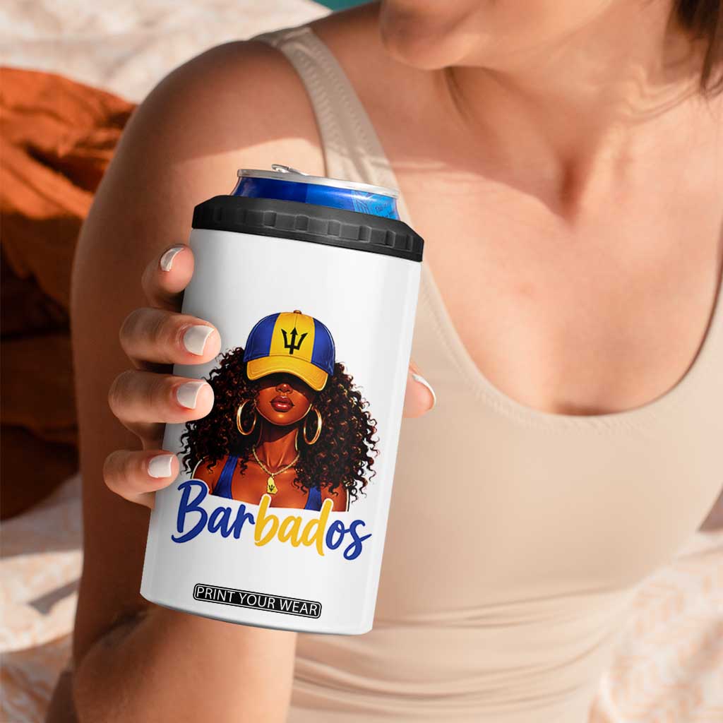 Bajan Girl 4 in 1 Can Cooler Tumbler Barbados Flag Caribbean Heritage Pride Graphic Gift TS10 Print Your Wear