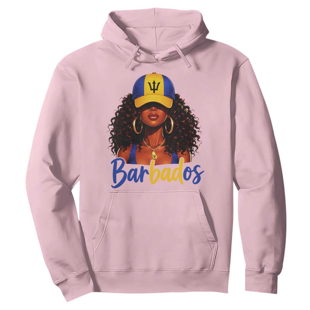 Bajan Girl Hoodie Barbados Flag Caribbean Heritage Pride Graphic Gift TS10 Light Pink Print Your Wear
