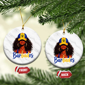 Bajan Girl Ceramic Ornament Barbados Flag Caribbean Heritage Pride Graphic Gift TS10 1pc White Marble Print Your Wear