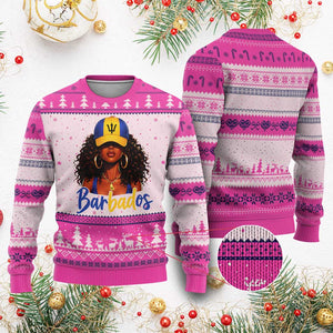 Bajan Girl Ugly Christmas Sweater Barbados Flag Caribbean Heritage Pride Graphic Gift TS10 Print Your Wear