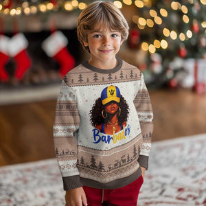 Bajan Girl Ugly Christmas Sweater Barbados Flag Caribbean Heritage Pride Graphic Gift TS10 Print Your Wear