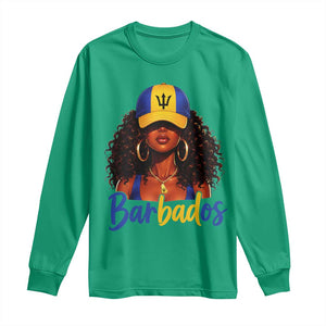Bajan Girl Long Sleeve Shirt Barbados Flag Caribbean Heritage Pride Graphic Gift TS10 Irish Green Print Your Wear