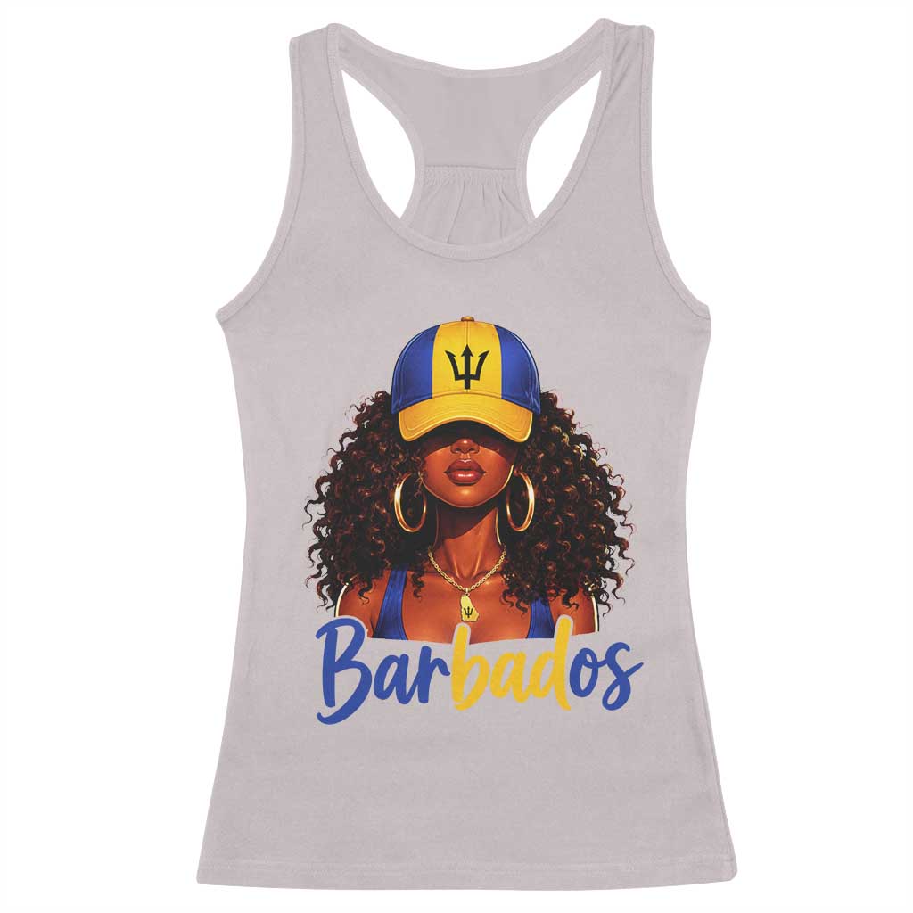 Bajan Girl Racerback Tank Top Barbados Flag Caribbean Heritage Pride Graphic Gift TS10 Ice Gray Print Your Wear