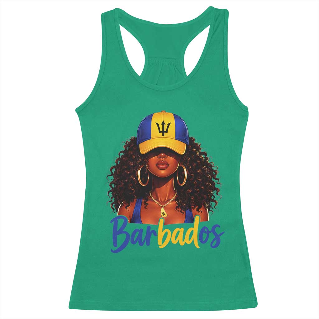 Bajan Girl Racerback Tank Top Barbados Flag Caribbean Heritage Pride Graphic Gift TS10 Irish Green Print Your Wear