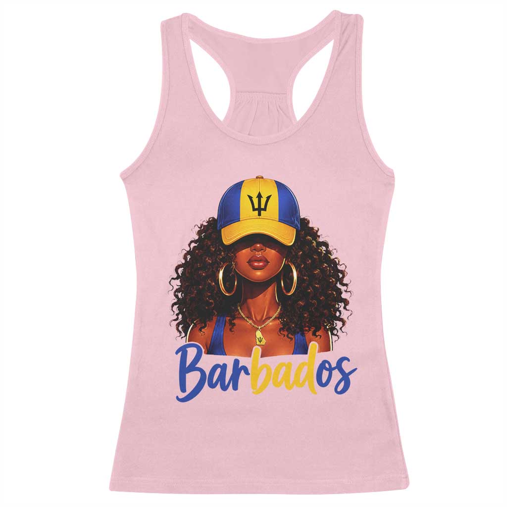 Bajan Girl Racerback Tank Top Barbados Flag Caribbean Heritage Pride Graphic Gift TS10 Light Pink Print Your Wear