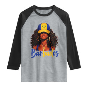 Bajan Girl Raglan Shirt Barbados Flag Caribbean Heritage Pride Graphic Gift TS10 XS Heather Gray Black Print Your Wear