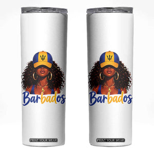 Bajan Girl Skinny Tumbler Barbados Flag Caribbean Heritage Pride Graphic Gift TS10 White Print Your Wear