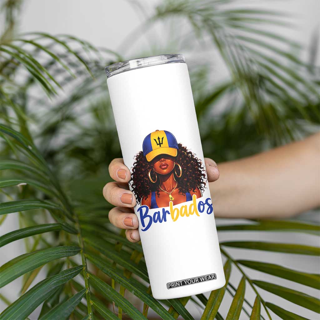 Bajan Girl Skinny Tumbler Barbados Flag Caribbean Heritage Pride Graphic Gift TS10 Print Your Wear