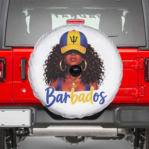 Bajan Girl Spare Tire Cover Barbados Flag Caribbean Heritage Pride Graphic Gift TS10 White Print Your Wear