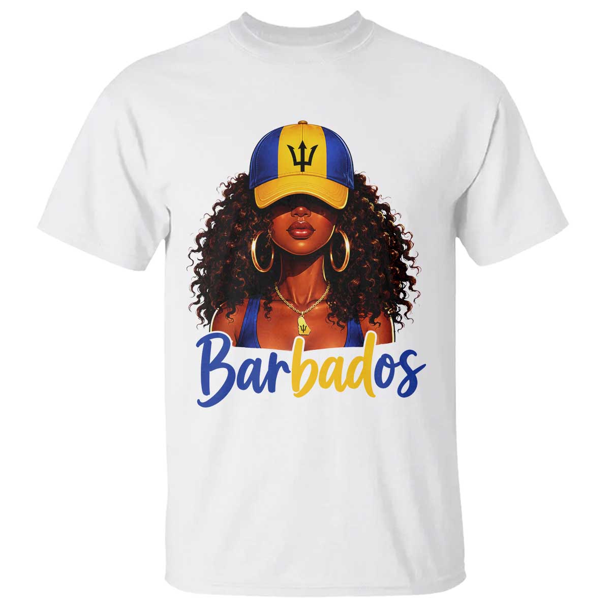 Bajan Girl T Shirt Barbados Flag Caribbean Heritage Pride Graphic Gift TS10 White Print Your Wear