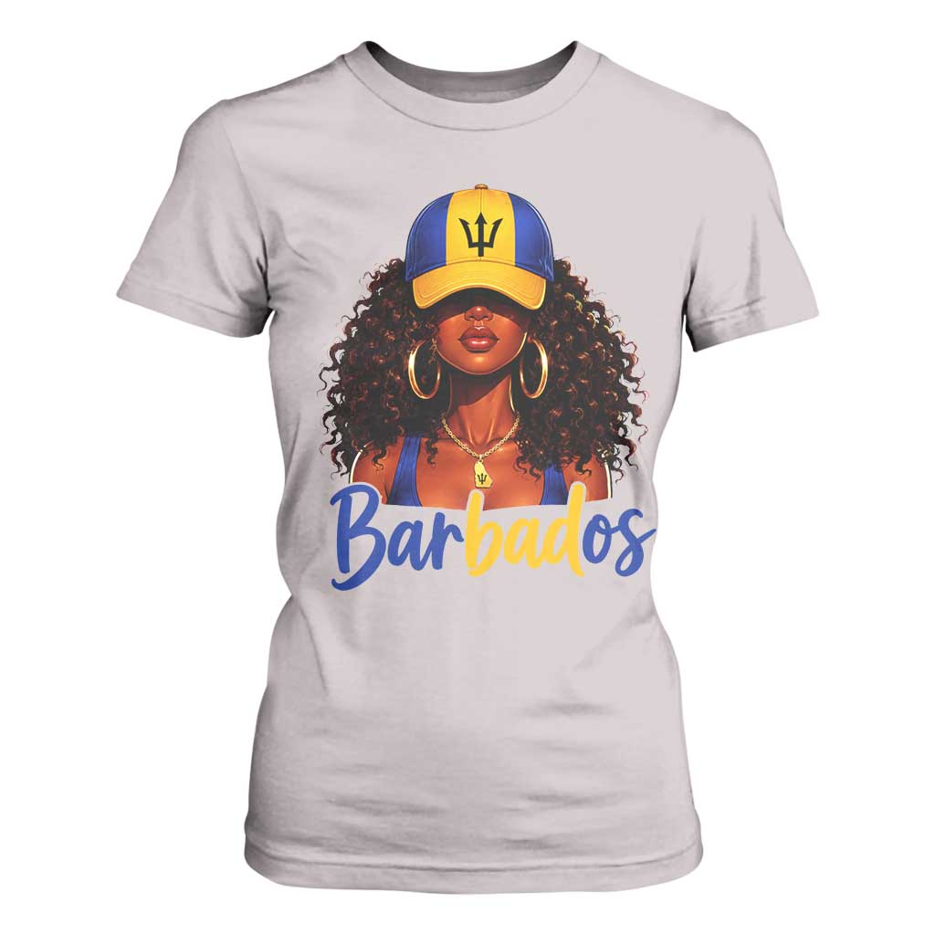 Bajan Girl T Shirt For Women Barbados Flag Caribbean Heritage Pride Graphic Gift TS10 Ice Gray Print Your Wear