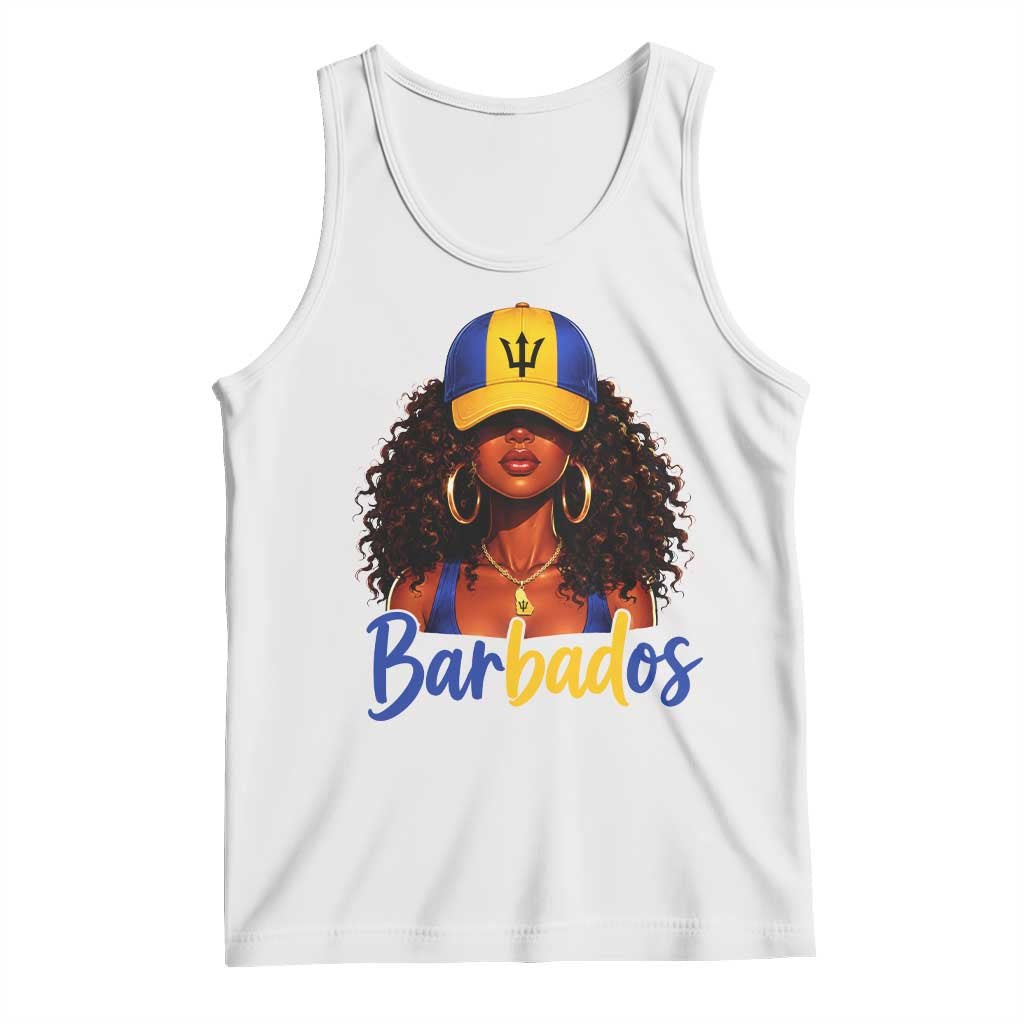 Bajan Girl Tank Top Barbados Flag Caribbean Heritage Pride Graphic Gift TS10 White Print Your Wear