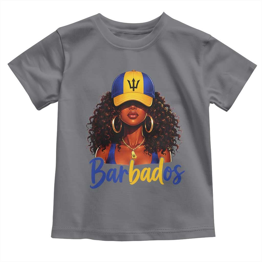 Bajan Girl Toddler T Shirt Barbados Flag Caribbean Heritage Pride Graphic Gift TS10 Charcoal Print Your Wear
