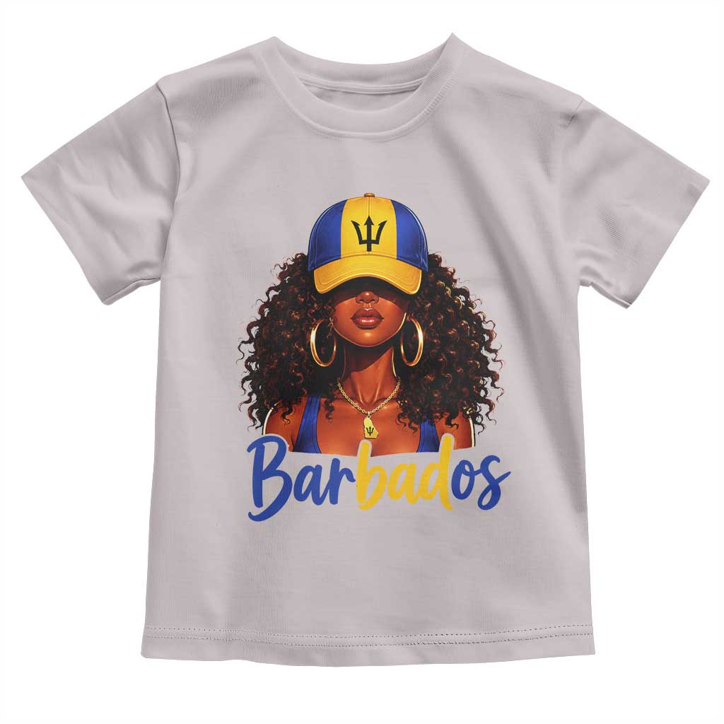 Bajan Girl Toddler T Shirt Barbados Flag Caribbean Heritage Pride Graphic Gift TS10 Ice Gray Print Your Wear