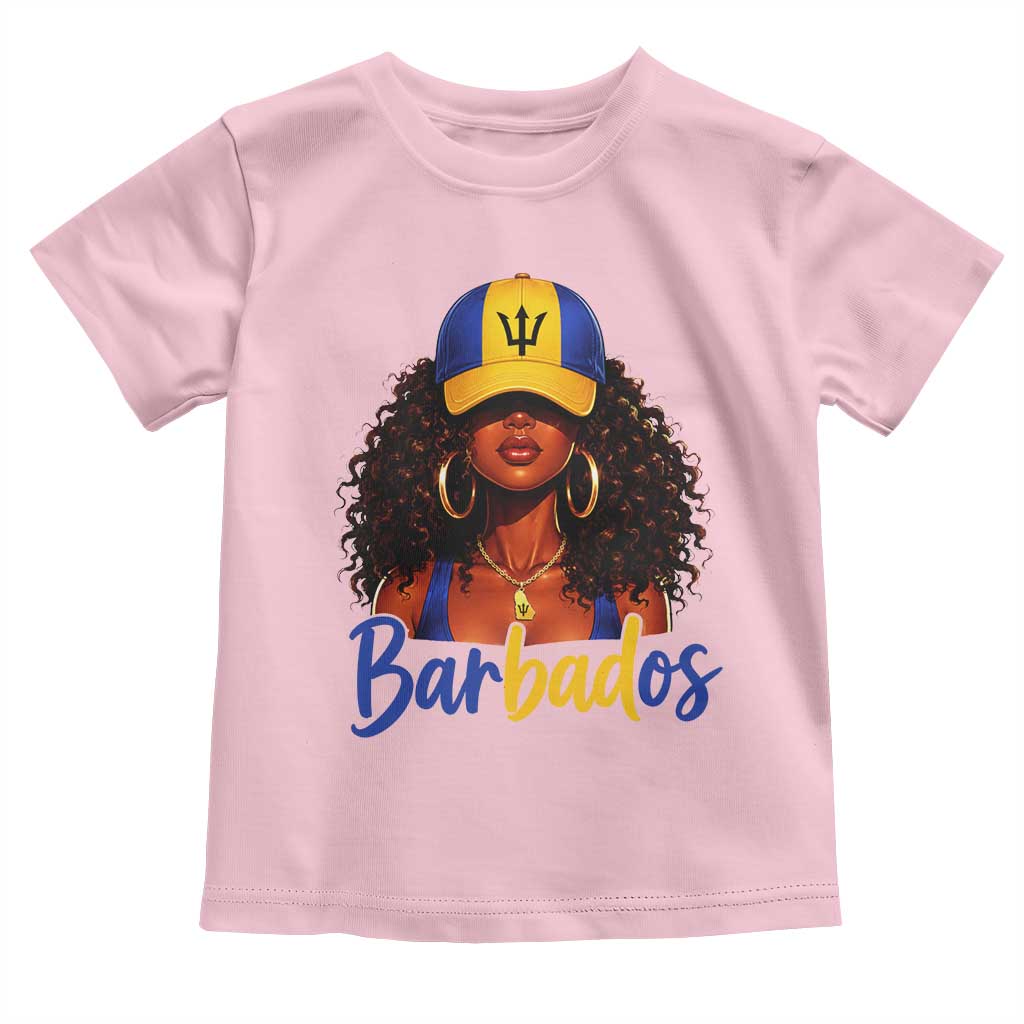 Bajan Girl Toddler T Shirt Barbados Flag Caribbean Heritage Pride Graphic Gift TS10 Light Pink Print Your Wear