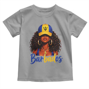 Bajan Girl Toddler T Shirt Barbados Flag Caribbean Heritage Pride Graphic Gift TS10 Sport Gray Print Your Wear