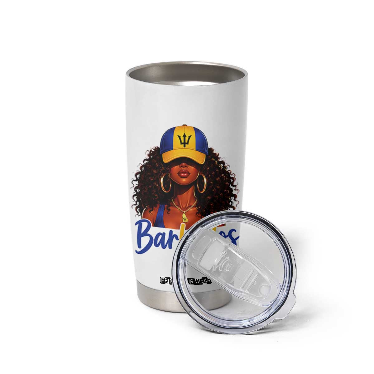 Bajan Girl Tumbler Cup Barbados Flag Caribbean Heritage Pride Graphic Gift TS10 Print Your Wear