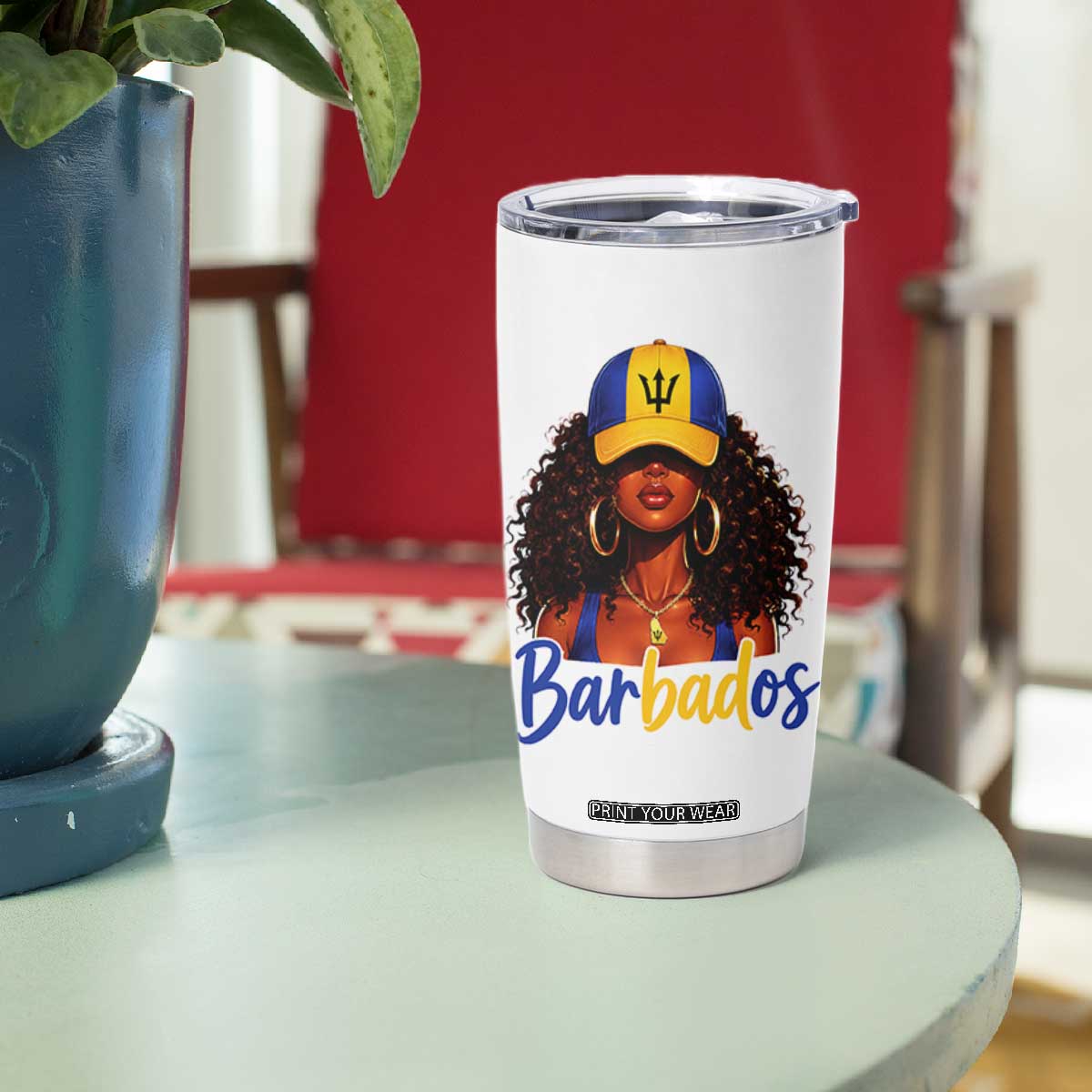 Bajan Girl Tumbler Cup Barbados Flag Caribbean Heritage Pride Graphic Gift TS10 Print Your Wear