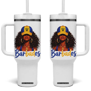 Bajan Girl Tumbler With Handle Barbados Flag Caribbean Heritage Pride Graphic Gift TS10 One Size: 40 oz White Print Your Wear