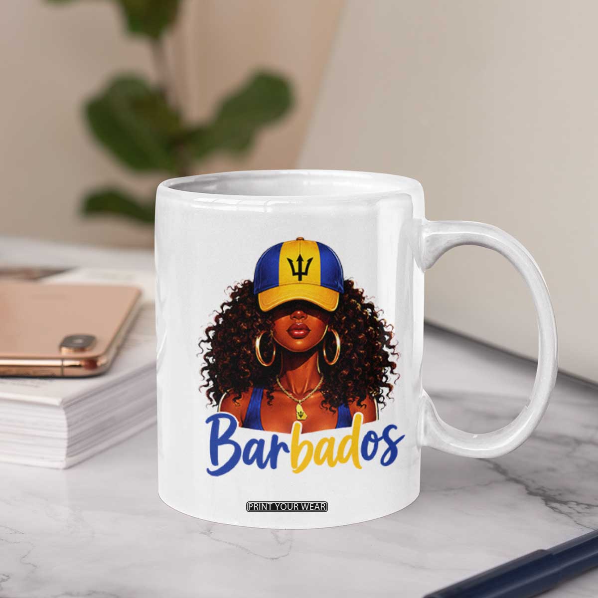 Bajan Girl Coffee Mug Barbados Flag Caribbean Heritage Pride Graphic Gift TS10 Print Your Wear