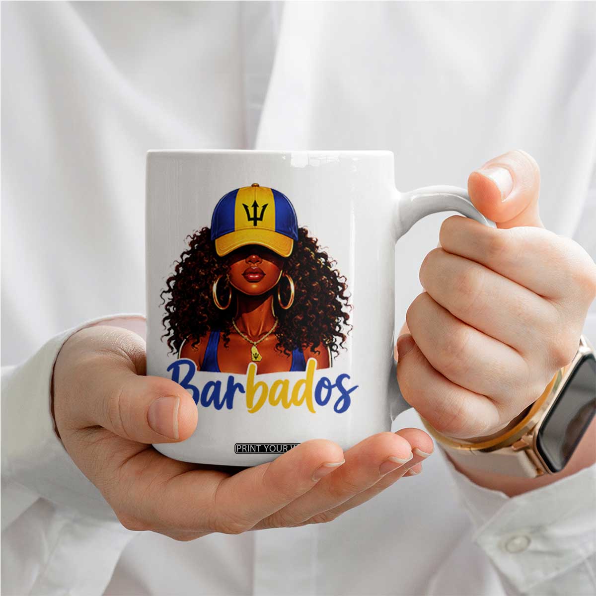 Bajan Girl Coffee Mug Barbados Flag Caribbean Heritage Pride Graphic Gift TS10 Print Your Wear