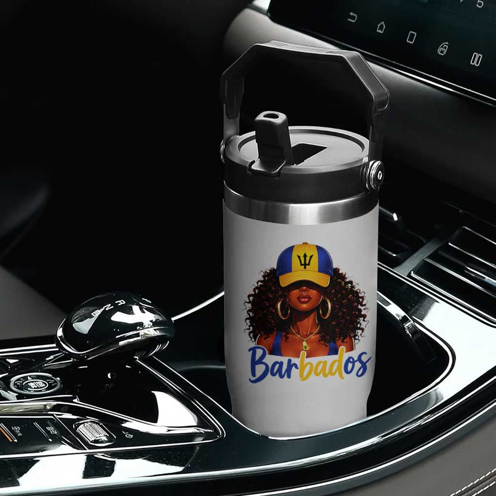 Bajan Girl Flip Straw Tumbler Barbados Flag Caribbean Heritage Pride Graphic Gift TS10 Print Your Wear