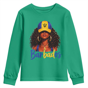 Bajan Girl Youth Sweatshirt Barbados Flag Caribbean Heritage Pride Graphic Gift TS10 Irish Green Print Your Wear