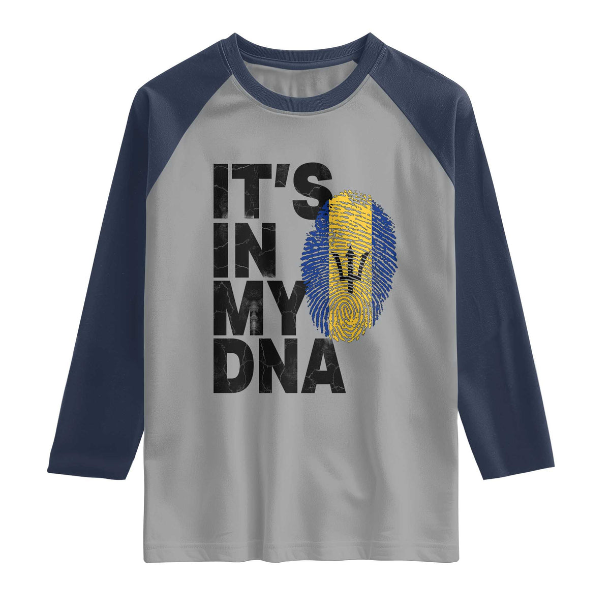 It's In My DNA Barbados Barbadian Raglan Shirt Pride Heritage Patriotic Gift TS10 Sport Gray Navy Print Your Wear