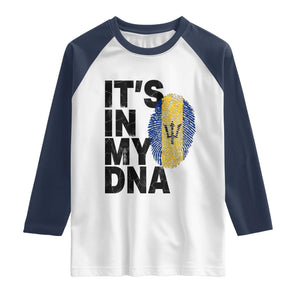 It's In My DNA Barbados Barbadian Raglan Shirt Pride Heritage Patriotic Gift TS10 XS White Navy Print Your Wear