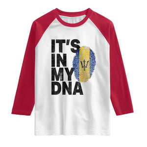 It's In My DNA Barbados Barbadian Raglan Shirt Pride Heritage Patriotic Gift TS10 White Red Print Your Wear