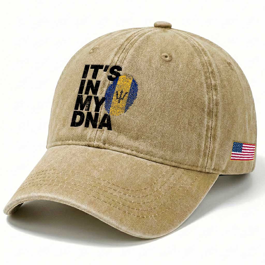 It's In My DNA Barbados Barbadian Washed Cotton Baseball Cap Pride Heritage Patriotic Gift TS10 Print Your Wear