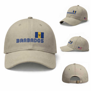 Retro Barbados Baseball Cap Vintage Barbadian Souvenir Caribbean Island Pride Heritage Gift TS10 Baseball Cap Universal Fit Beige Print Your Wear