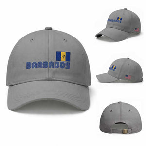 Retro Barbados Baseball Cap Vintage Barbadian Souvenir Caribbean Island Pride Heritage Gift TS10 Baseball Cap Universal Fit Sport Gray Print Your Wear