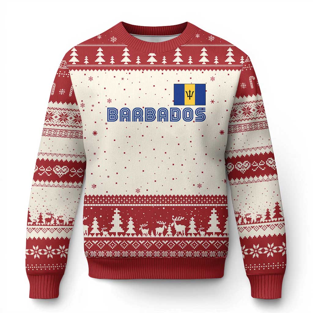 Retro Barbados Ugly Christmas Sweater Vintage Barbadian Souvenir Caribbean Island Pride Heritage Gift TS10 Beige Red Print Your Wear